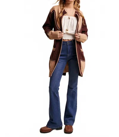 Listicle Marshall Cardigan In Chocolate In Brown