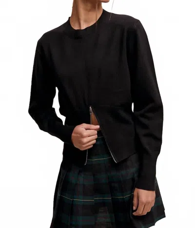Listicle Monroe Zip Detail Pullover Sweater In Black