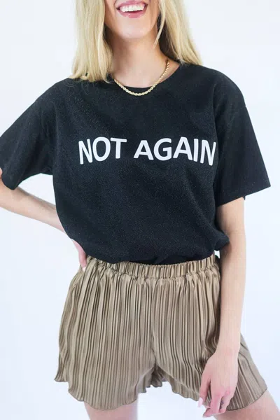Listicle Not Again Sparkle Tee In Black