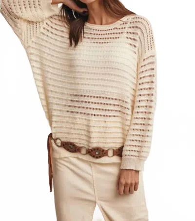 Listicle Open Knit Sweater Top In Cream In White