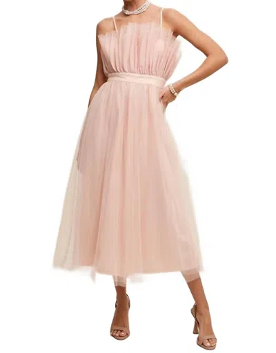 Listicle Paper Bag Frill Tulle Maxi Dress In Blush In Gold