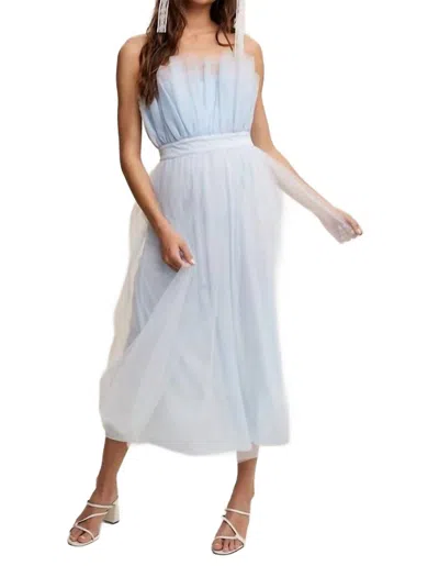Listicle Paper Bag Frill Tulle Maxi Dress In Light Blue