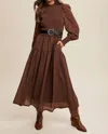 Listicle Peasant Smocked Ruffle Maxi Dress In Mocha In Brown