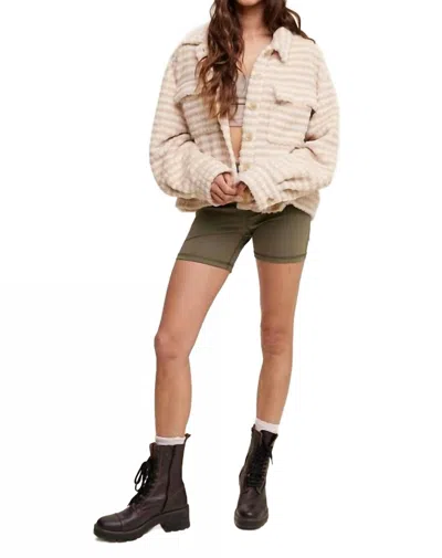 Listicle Plaid Fleece Shacket In Cream In White