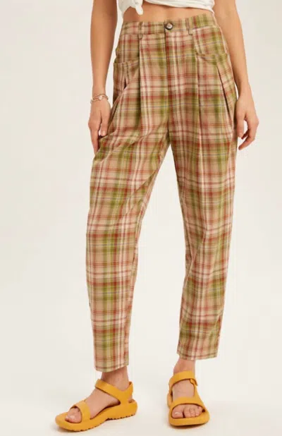 Listicle Plaid Trousers In Multi In Brown