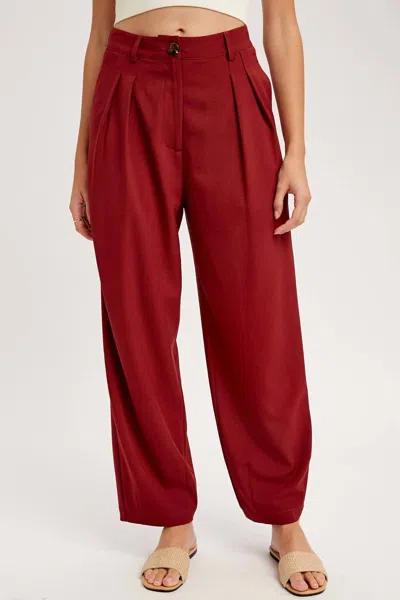 Listicle Pleated Wide-leg Trouser In Wine In Red