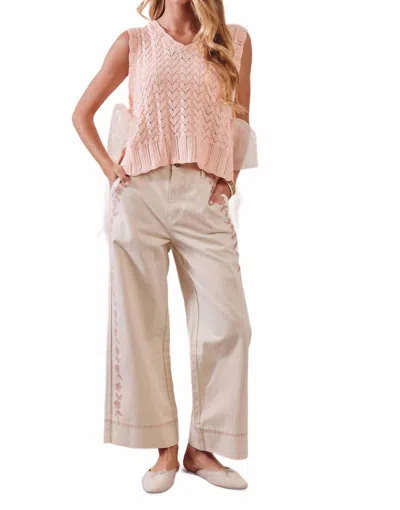 Listicle Pointelle Knit Ribbon-tie Vest Top In Petal In Pink
