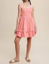 Listicle Poplin Babydoll Smocked Sundress In Pink