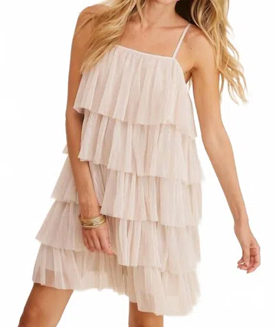 Listicle Rosalie Ruffled Tulle Mini Dress In Champagne In Neutral