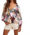 Listicle Sarah Long Sleeve Top In Multicolor In Multi