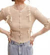 Listicle Pastel Knit Cardigan With Satin Bow Details In Ecru In Neutral