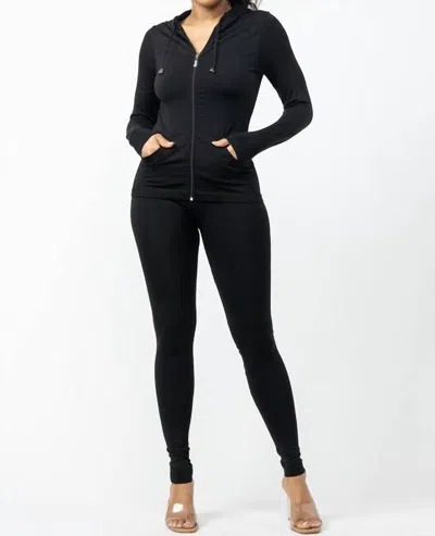 Listicle Seamless Hoodie And Legging Lounge Set In Black
