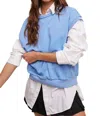 Listicle Short Boxy Crew Neck Sweater In Bright Blue In Multi
