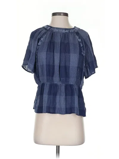 Pre-owned Listicle Short Sleeve Blouse In Blue