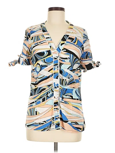 Listicle Short Sleeve Blouse In Blue