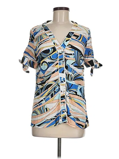 Pre-owned Listicle Short Sleeve Blouse In Blue
