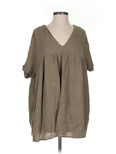 Pre-owned Listicle Short Sleeve Blouse In Brown