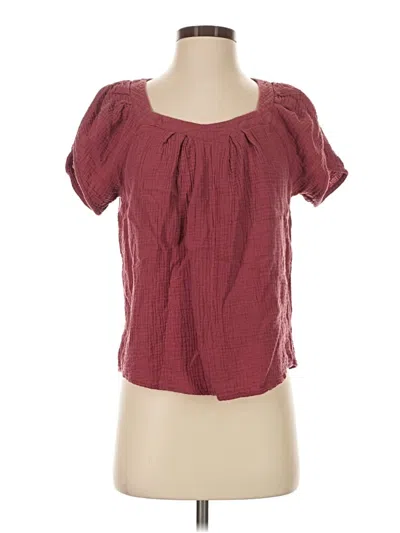 Pre-owned Listicle Short Sleeve Blouse In Burgundy