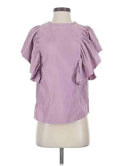 Pre-owned Listicle Short Sleeve Blouse In Purple