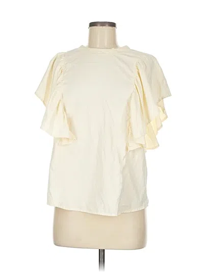 Pre-owned Listicle Short Sleeve Blouse In White