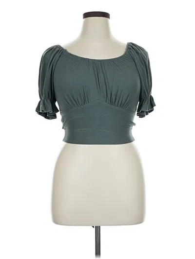 Pre-owned Listicle Short Sleeve Top Green Sweetheart Neckline Tops