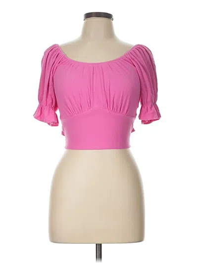 Pre-owned Listicle Short Sleeve Top Pink Sweetheart Neckline Tops