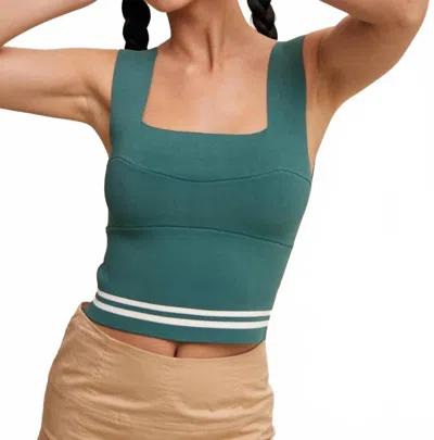 Listicle Square Neck Brami Top In Hunter Green