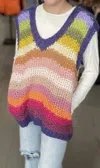 Listicle Striped Knit Sweater Vest In Purple Stripe In Multi