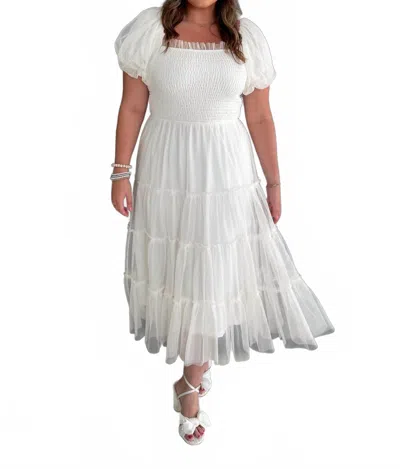 Listicle Summer Romance Puff Sleeve Dress In White