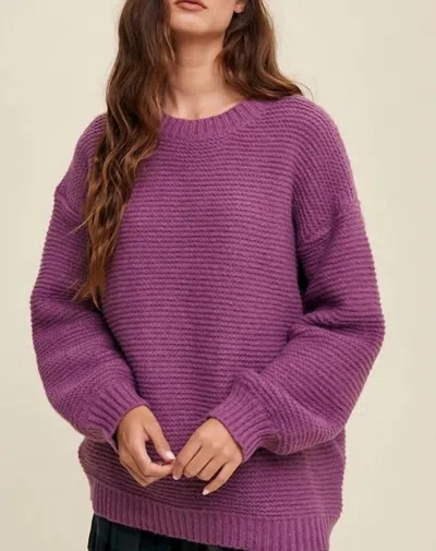 Listicle Sydney Chunky Crew Neck Sweater In Dewberry In Purple