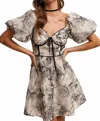 Listicle Tenley Floral Mini Dress In Ecru In Multi