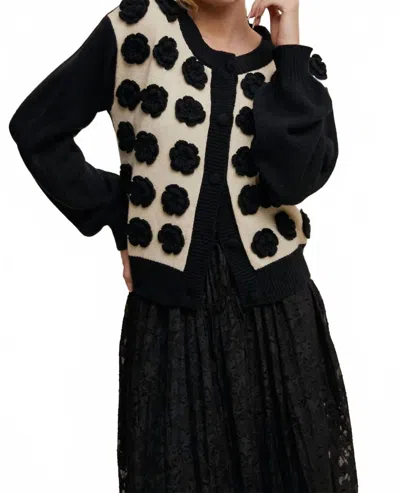 Listicle The Poppy Garden Knit Cardigan In Multi In Black