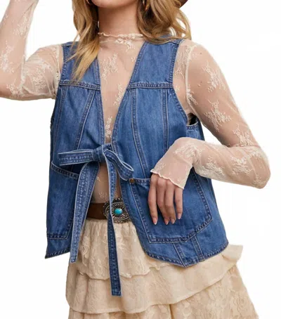 Listicle There Is Time Vest In Denim In Blue