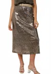 Listicle Vegas Sequined Midi Skirt In Grey In Brown