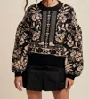 Listicle Vintage Flower Crewneck Sweater In Black In Black