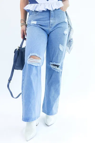 Listicle Wendi High Waist Jean In Light Wash In Blue