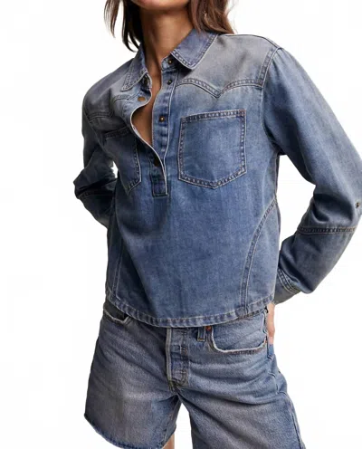 Listicle Western Pullover Jean Jacket In Denim In Multi