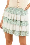 Listicle Wild Mini Skort In White / Green In Multi