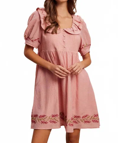 Listicle Women's Embroidered Babydoll Dress In Pink