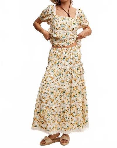Listicle Women's Flower Print Maxi Skirt In Multicolor In Neutral