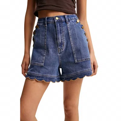 Listicle Women's Scallop Button Denim Shorts In Drift Blue