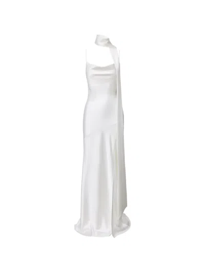 Lita Couture Cowl-neck Maxi Dress In White