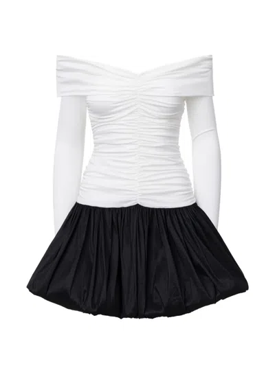 Lita Couture Off-the-shoulder Ruched Mini Dress In Multi