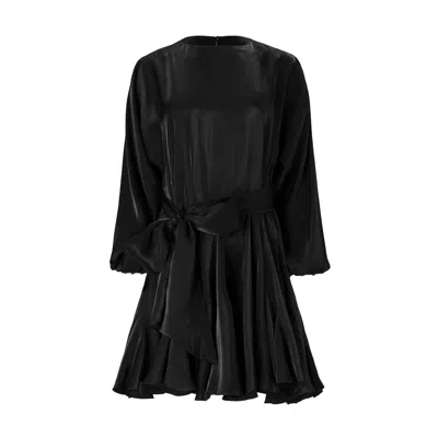 Lita Couture Asymmetric Pure-silk Mini Dress In Black