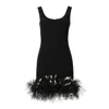 Lita Couture Women's Black Crepe Feather Mini Dress In Black
