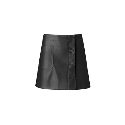 Lita Couture Genuine Leather Mini Skirt In Black