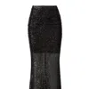 Lita Couture Women's Black Sequin Ruched Maxi Skirt In Black