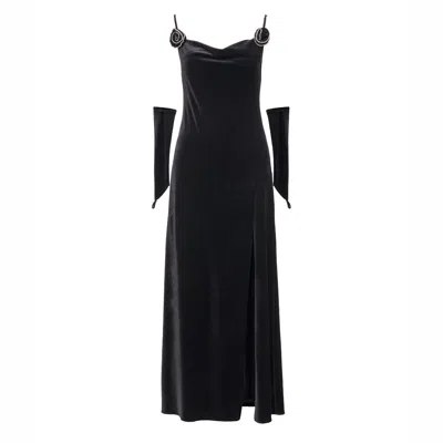 Lita Couture Women's Black Velvet Maxi Dress
