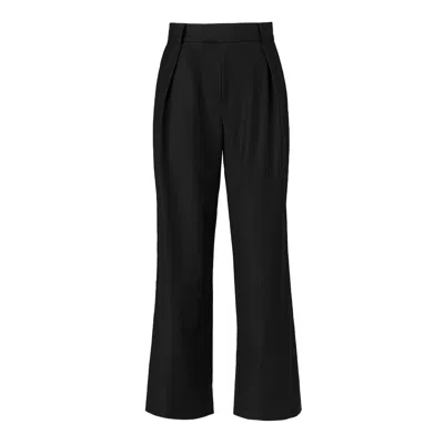 Lita Couture Women's Black Wide Leg Wool Trousers