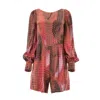 Lita Couture Women's Brown Fluid Silk Blend Graphic Print Jumpsuit In Brown